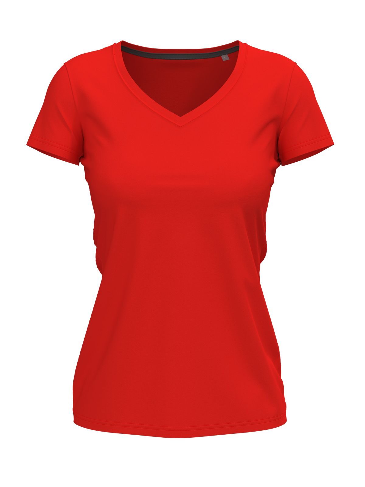Camiseta elástica con cuello en V para mujer - 402 - ROJO ESCARLATA