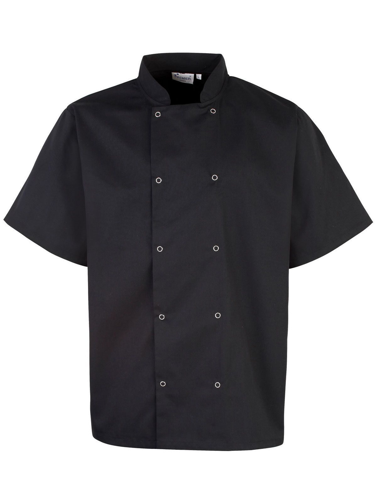 Chaqueta de chef de manga corta con tachuelas en la parte delantera. - BLAC - Negro