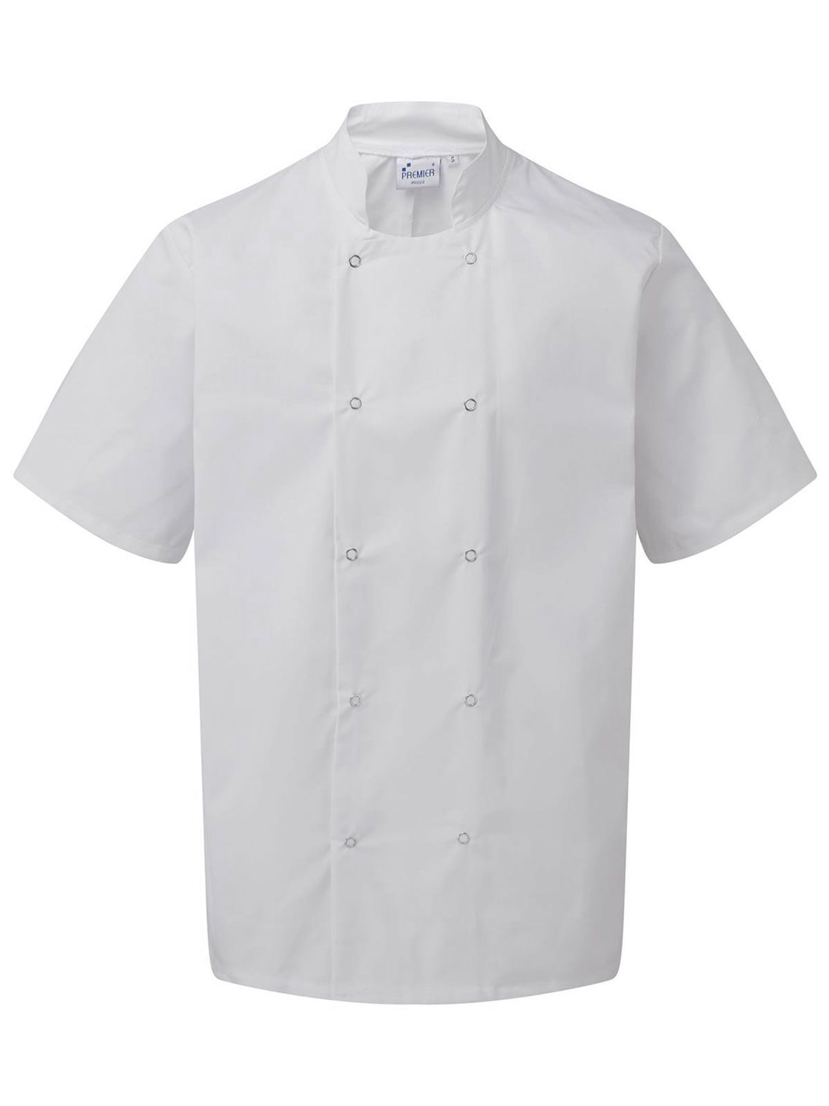 Chaqueta de chef de manga corta con tachuelas en la parte delantera. - WHIT - Blanco