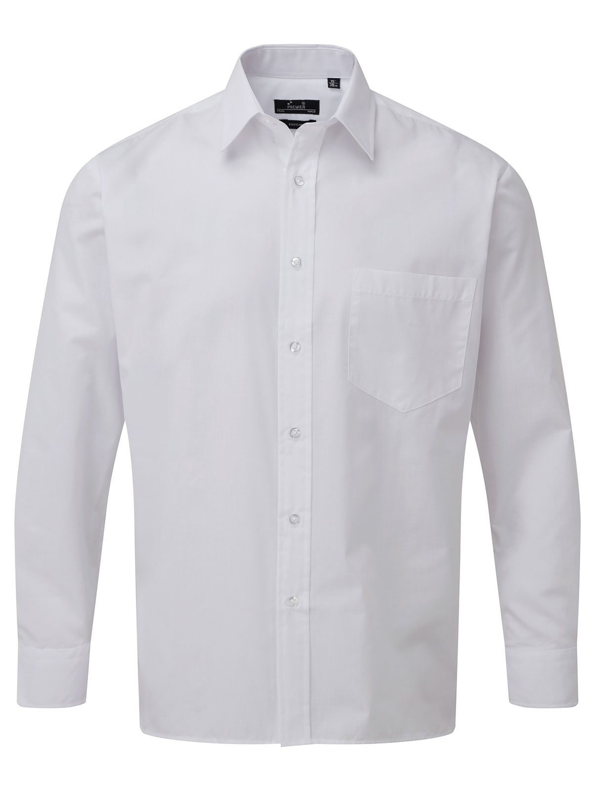 Camisa de manga larga de popelina para hombre - BLANCO - blanco