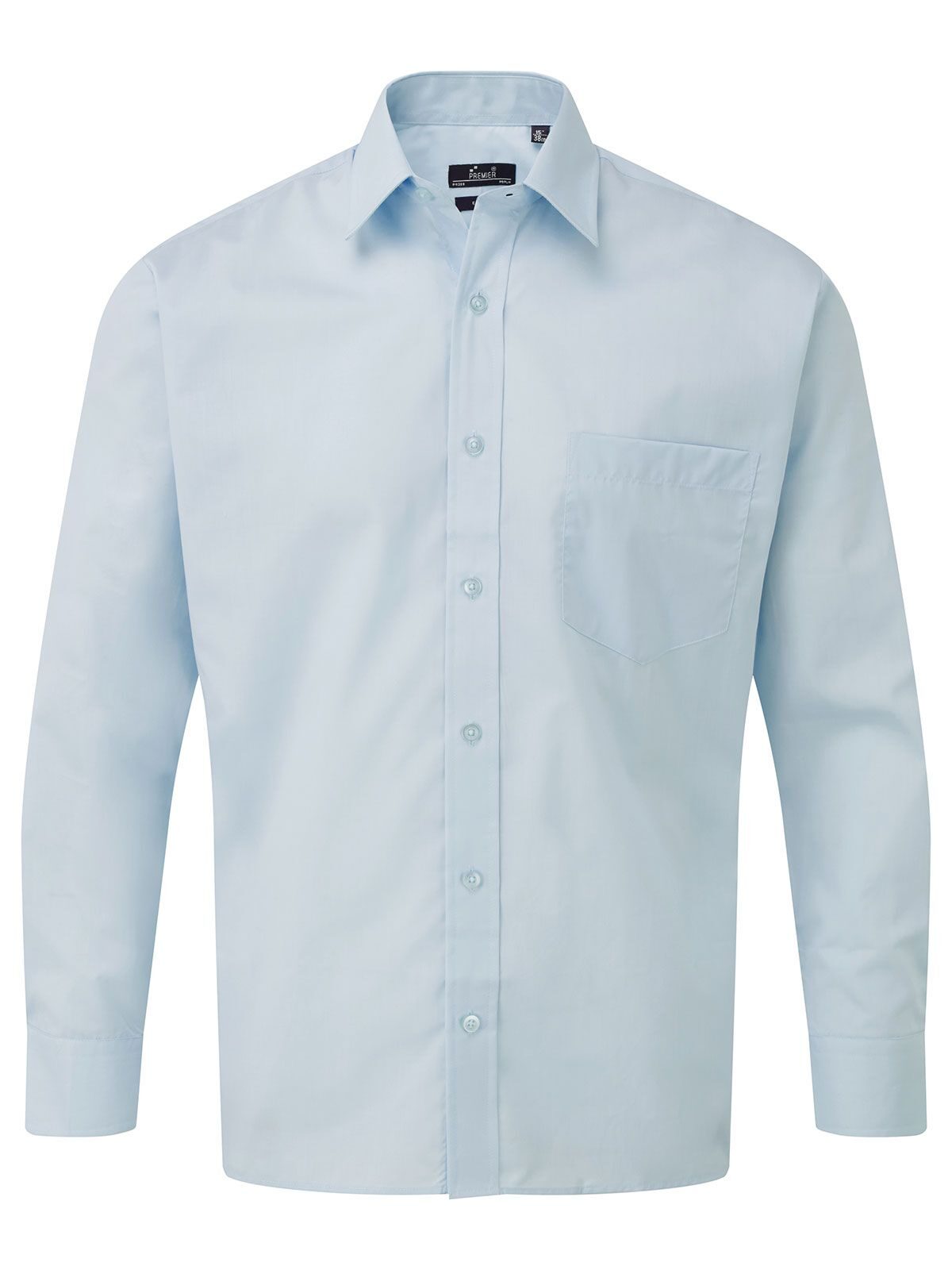 Camisa de manga larga de popelina para hombre - LBLU - AZUL CLARO