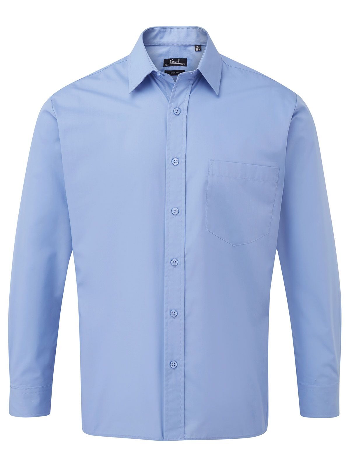 Camisa de manga larga de popelina para hombre - MBLU - AZUL MEDIO