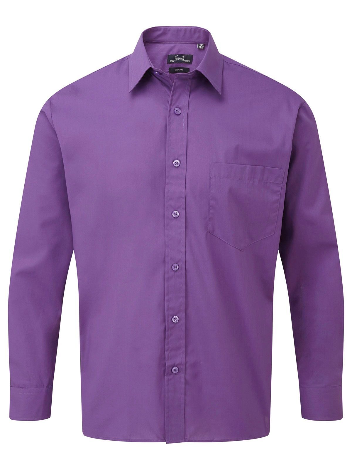 Camisa de manga larga de popelina para hombre - violeta intenso