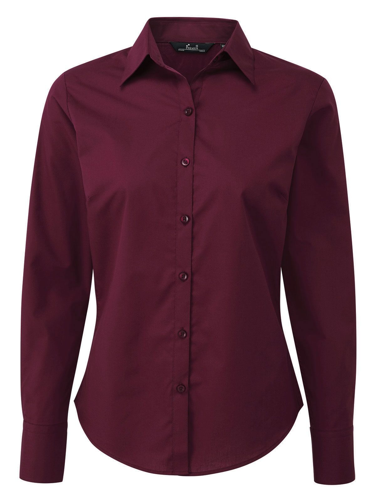 Blusa de manga larga de popelina para mujer - AUBE - Berenjena