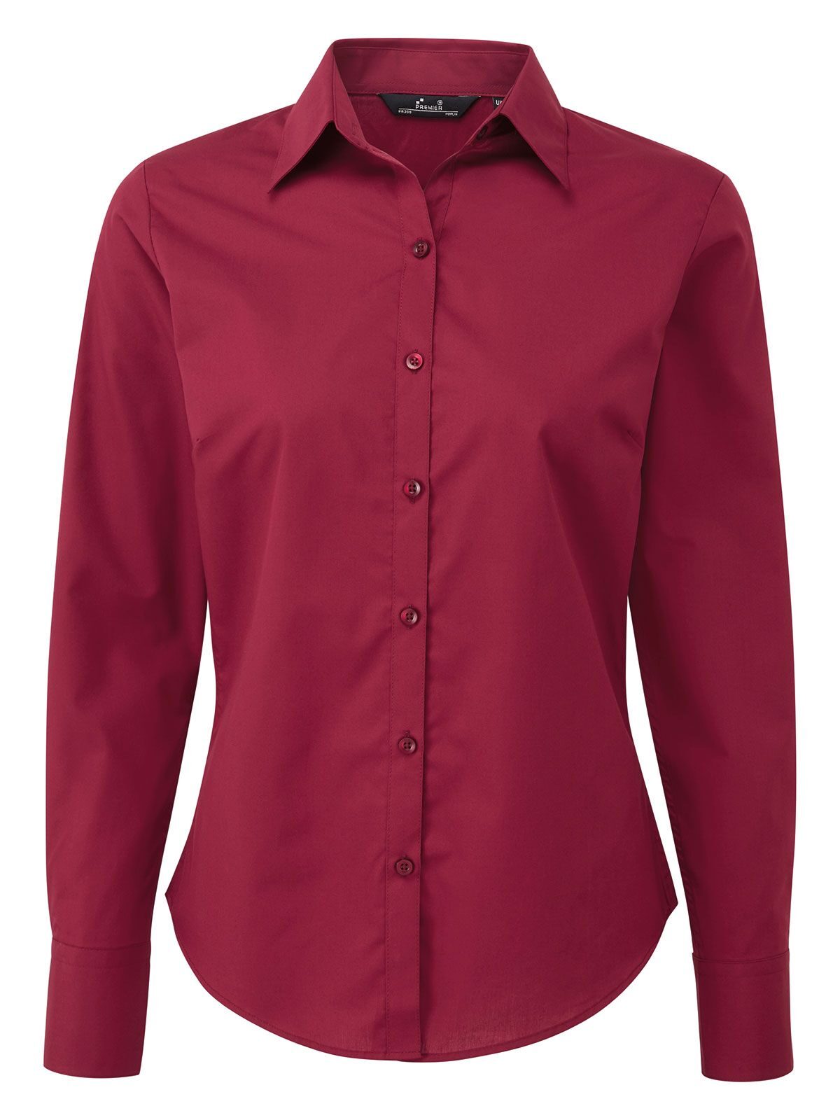 Blusa de manga larga de popelina para mujer - BURG - Borgoña