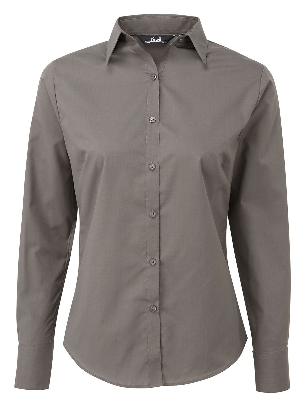 Blusa de manga larga de popelina para mujer - DGRE - Gris oscuro