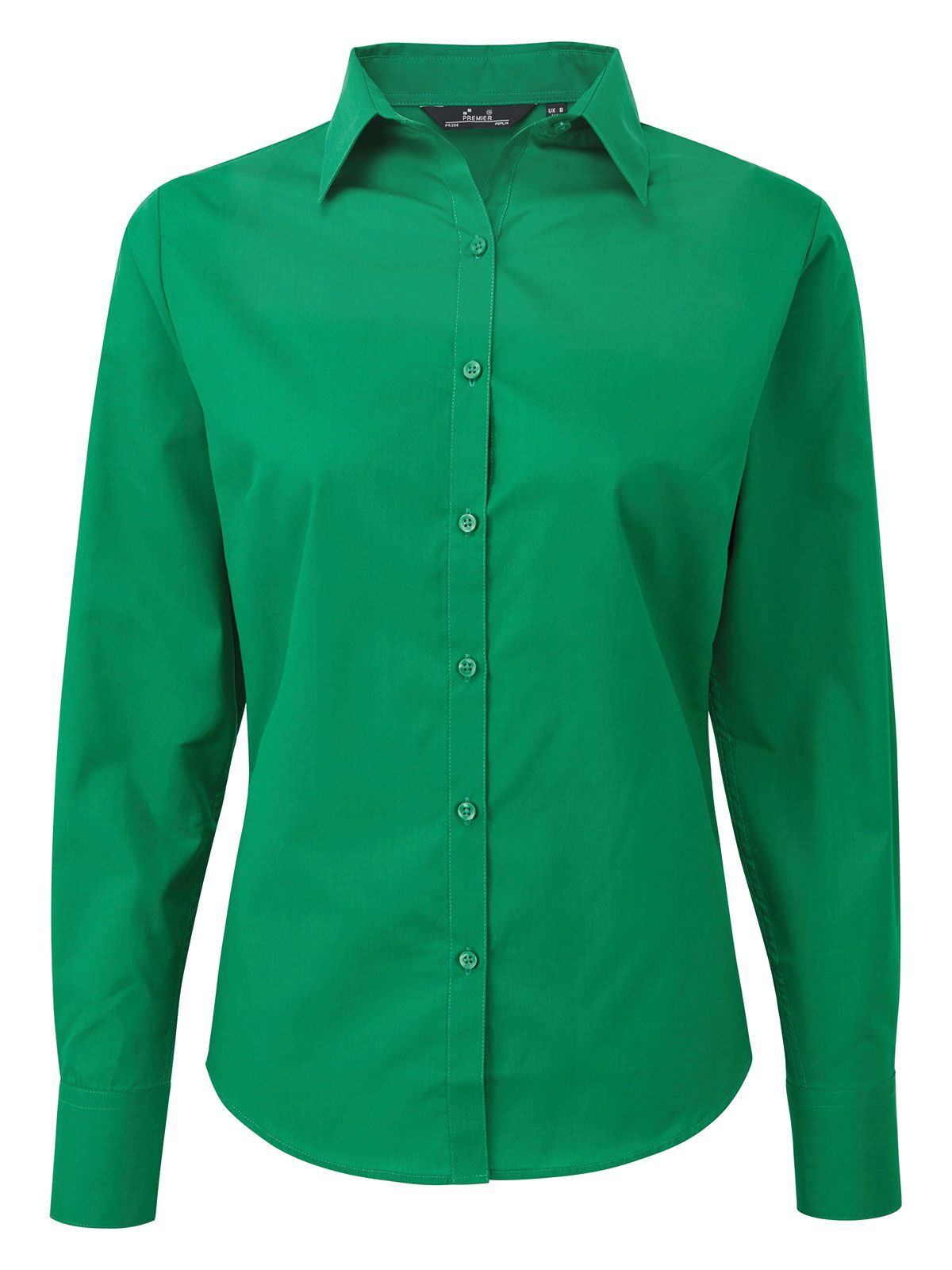 Blusa de manga larga de popelina para mujer - EMER - Esmeralda