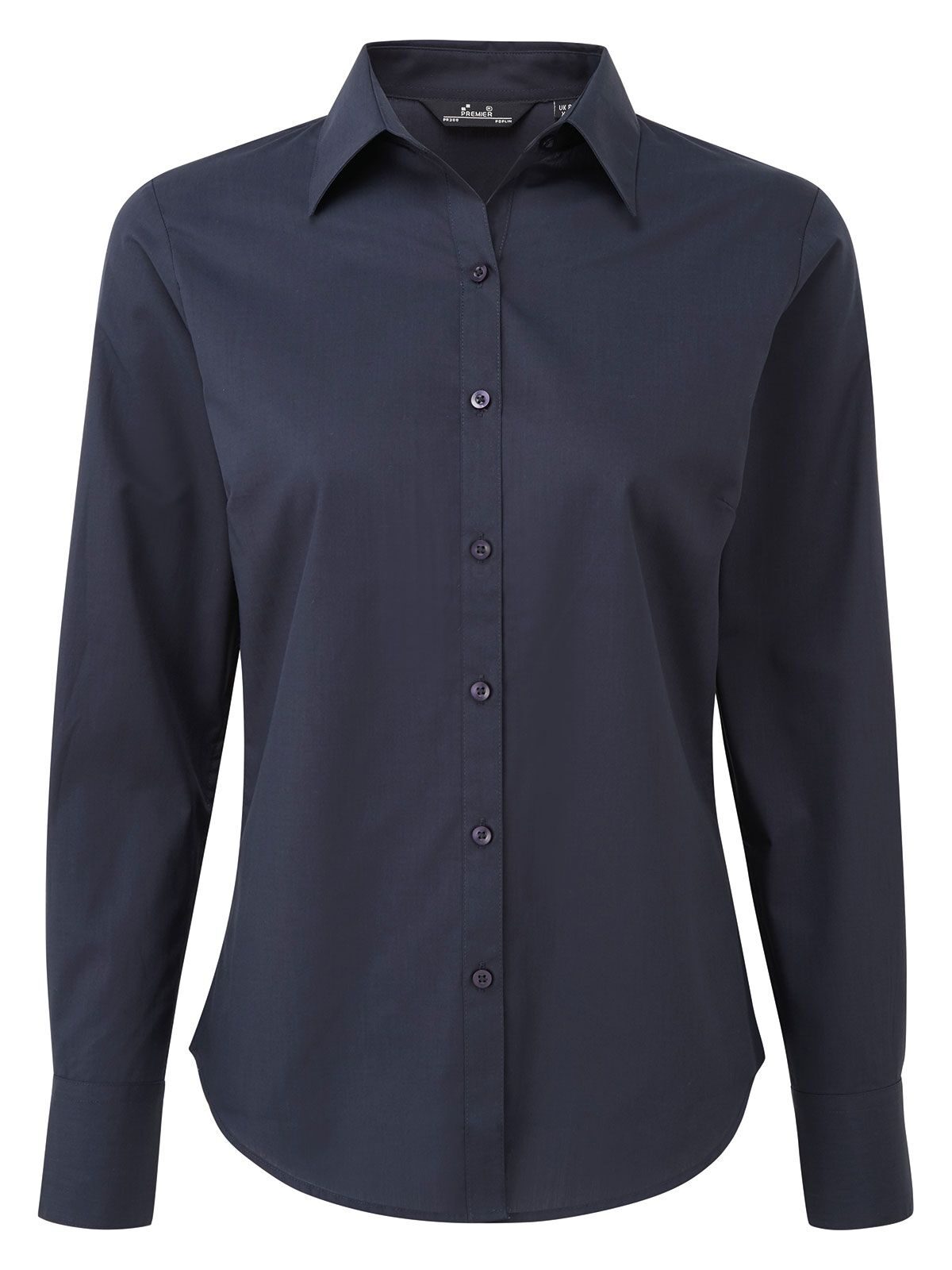Blusa de manga larga de popelina para mujer - NAVY - Marina