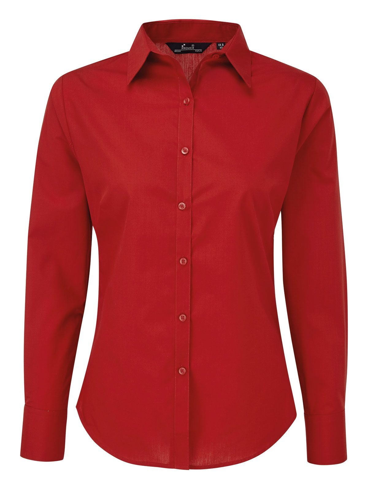 Blusa de manga larga de popelina para mujer - rojo