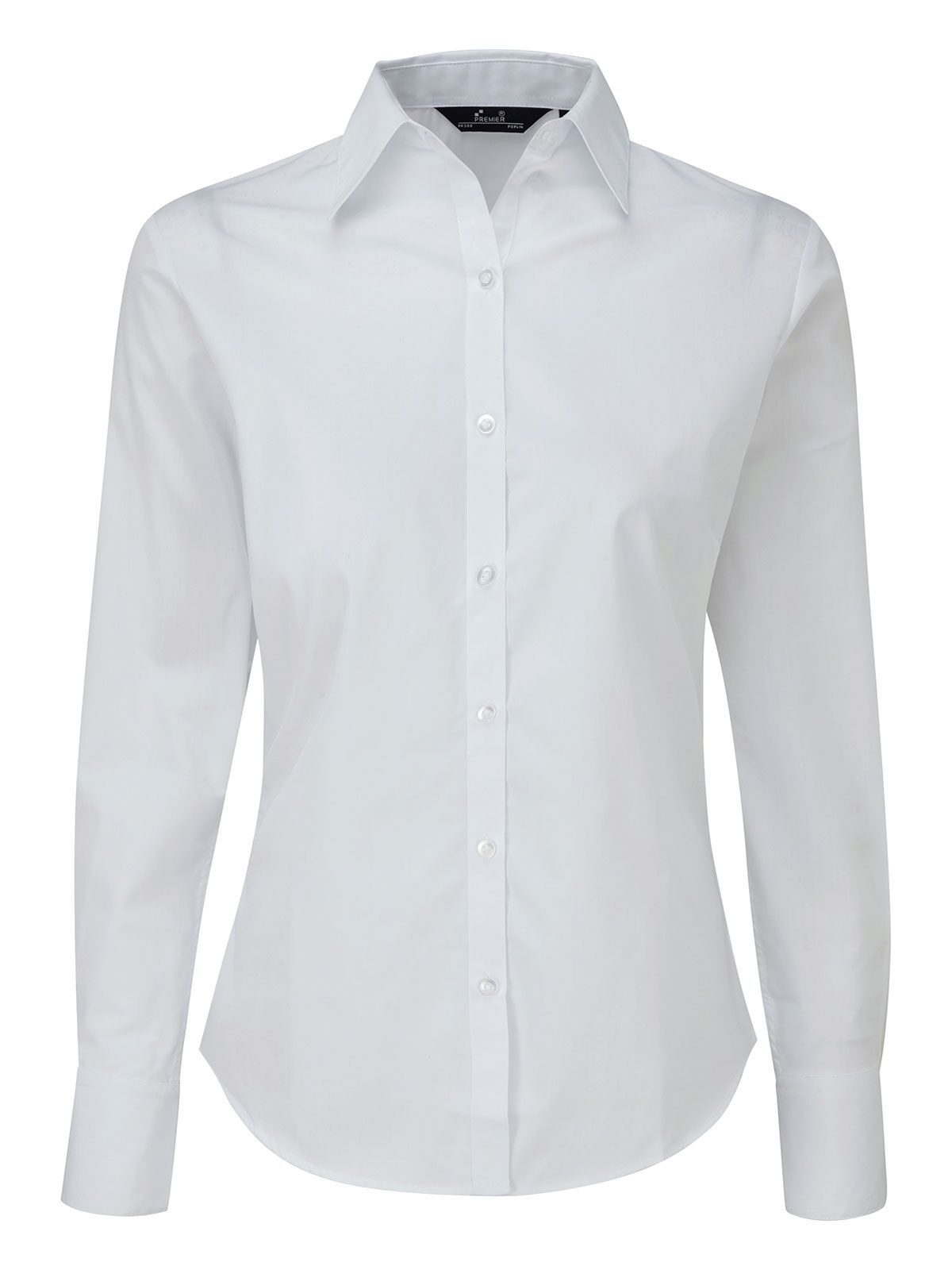 Blusa de manga larga de popelina para mujer - WHIT - Blanco