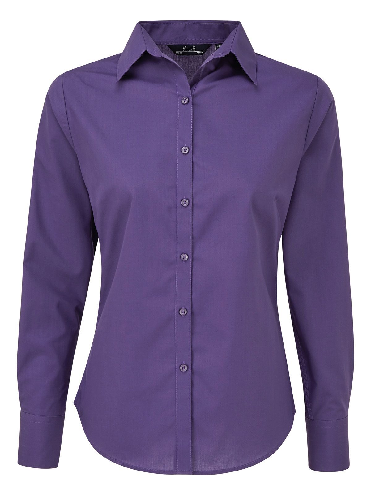Blusa de manga larga de popelina para mujer - PURP - PÚRPURA