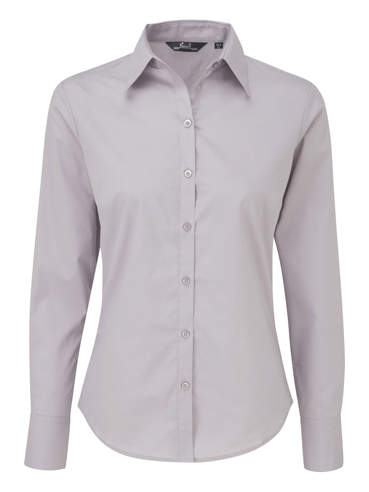 Blusa de manga larga de popelina para mujer - SILV - Plata