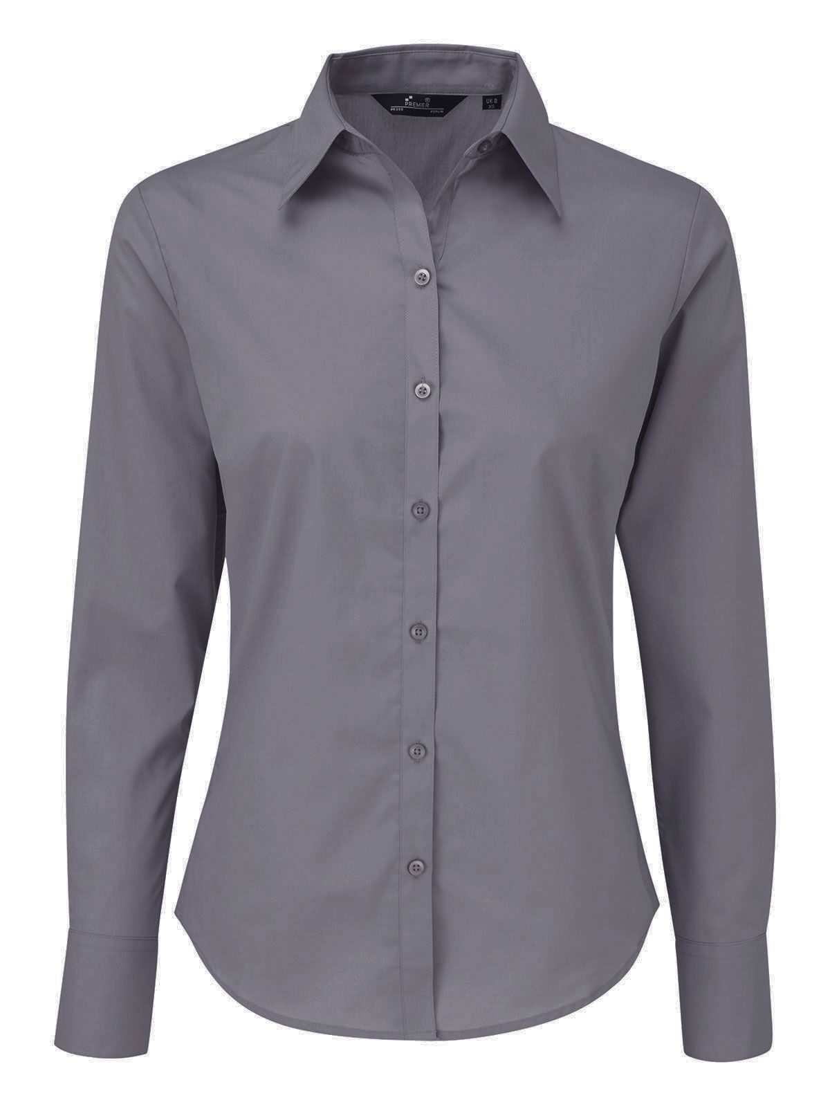 Blusa de manga larga de popelina para mujer - STEE - ACERO