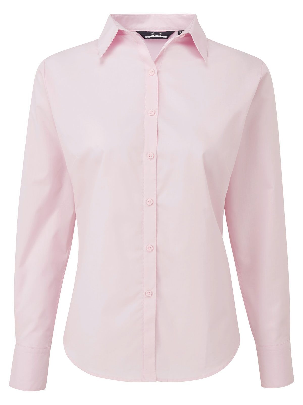 Blusa de manga larga de popelina para mujer - PINK - ROSA