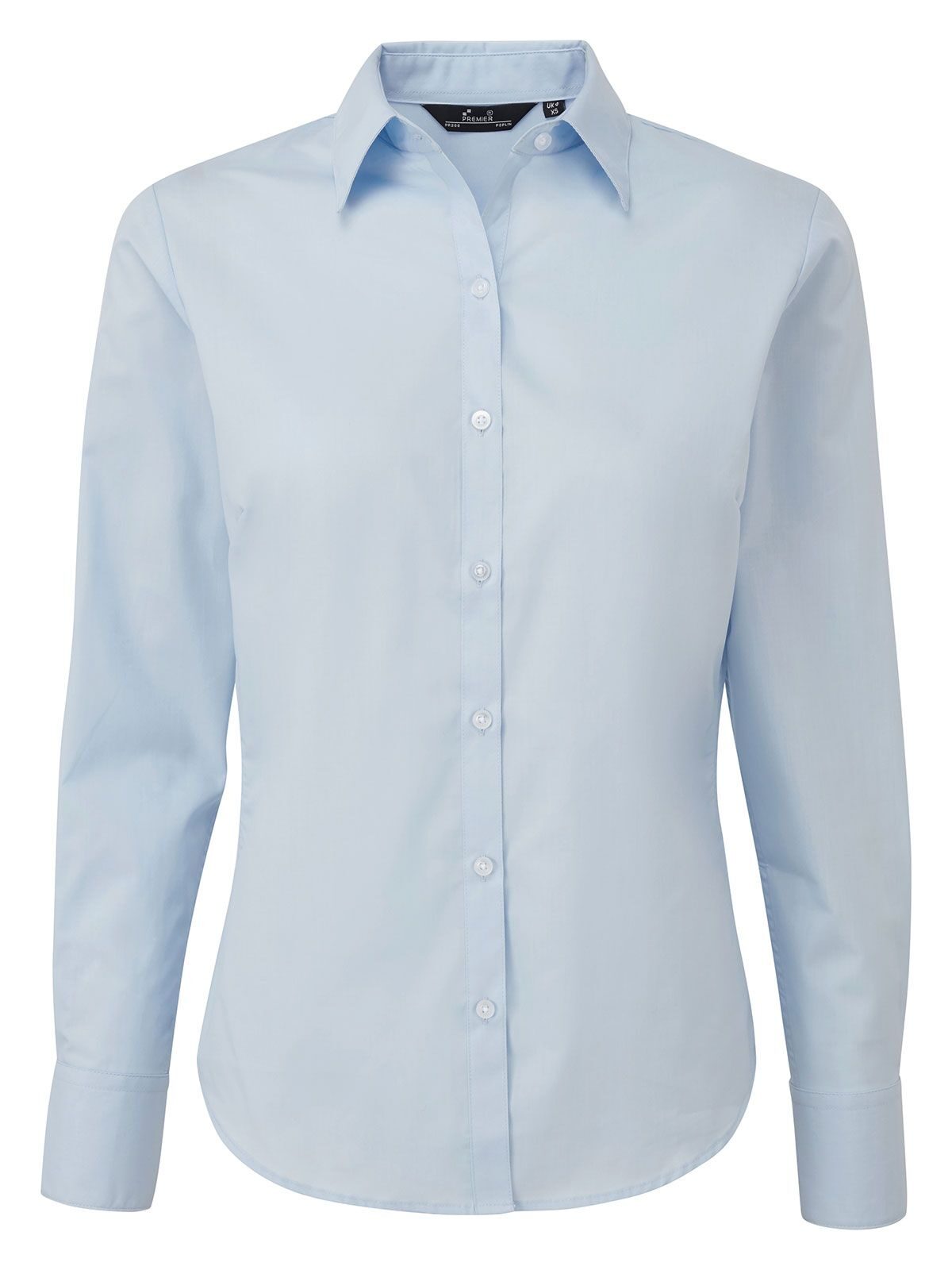 Blusa de manga larga de popelina para mujer - LBLU - AZUL CLARO