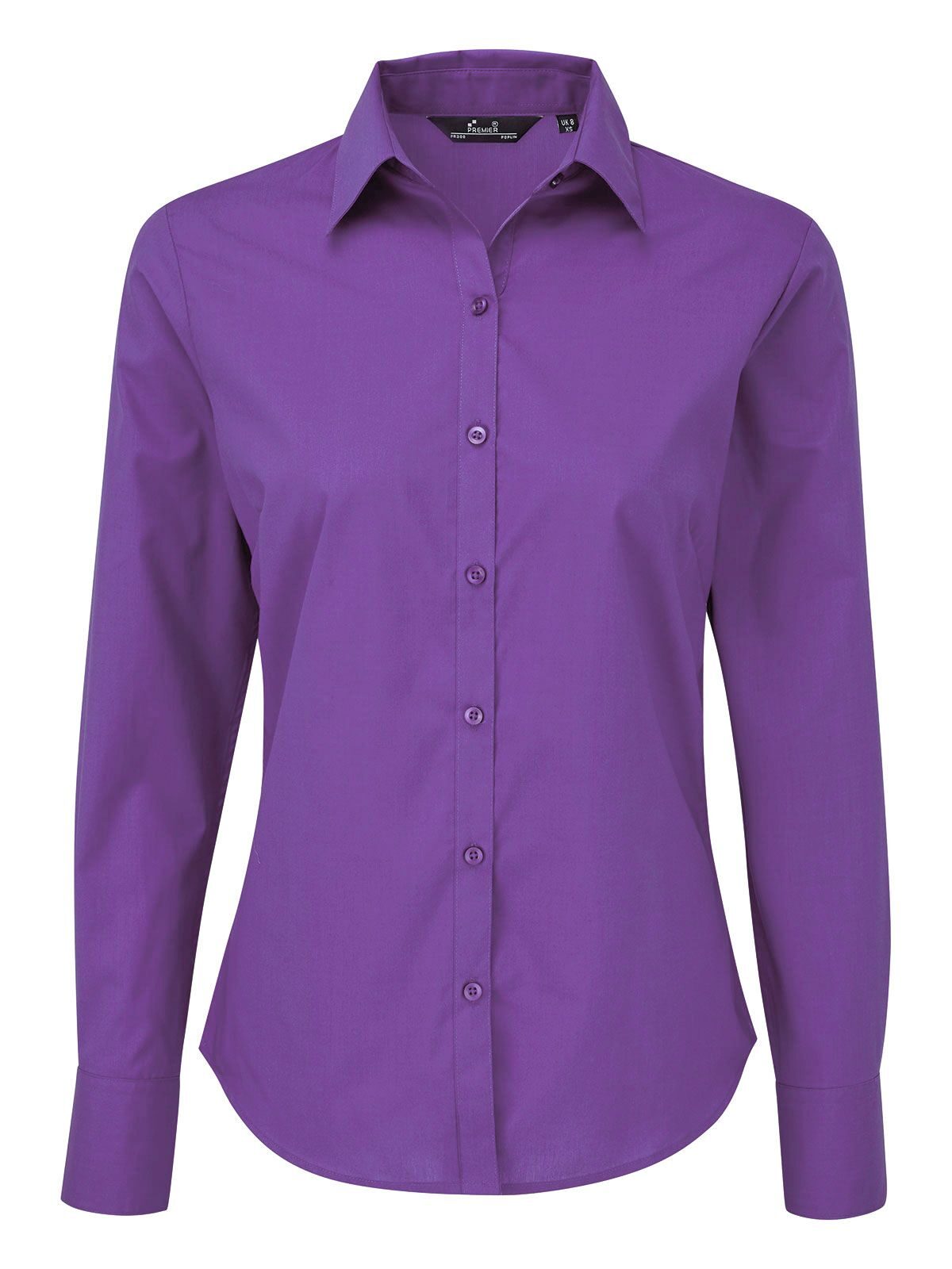 Blusa de manga larga de popelina para mujer - RVIO - Violeta intenso