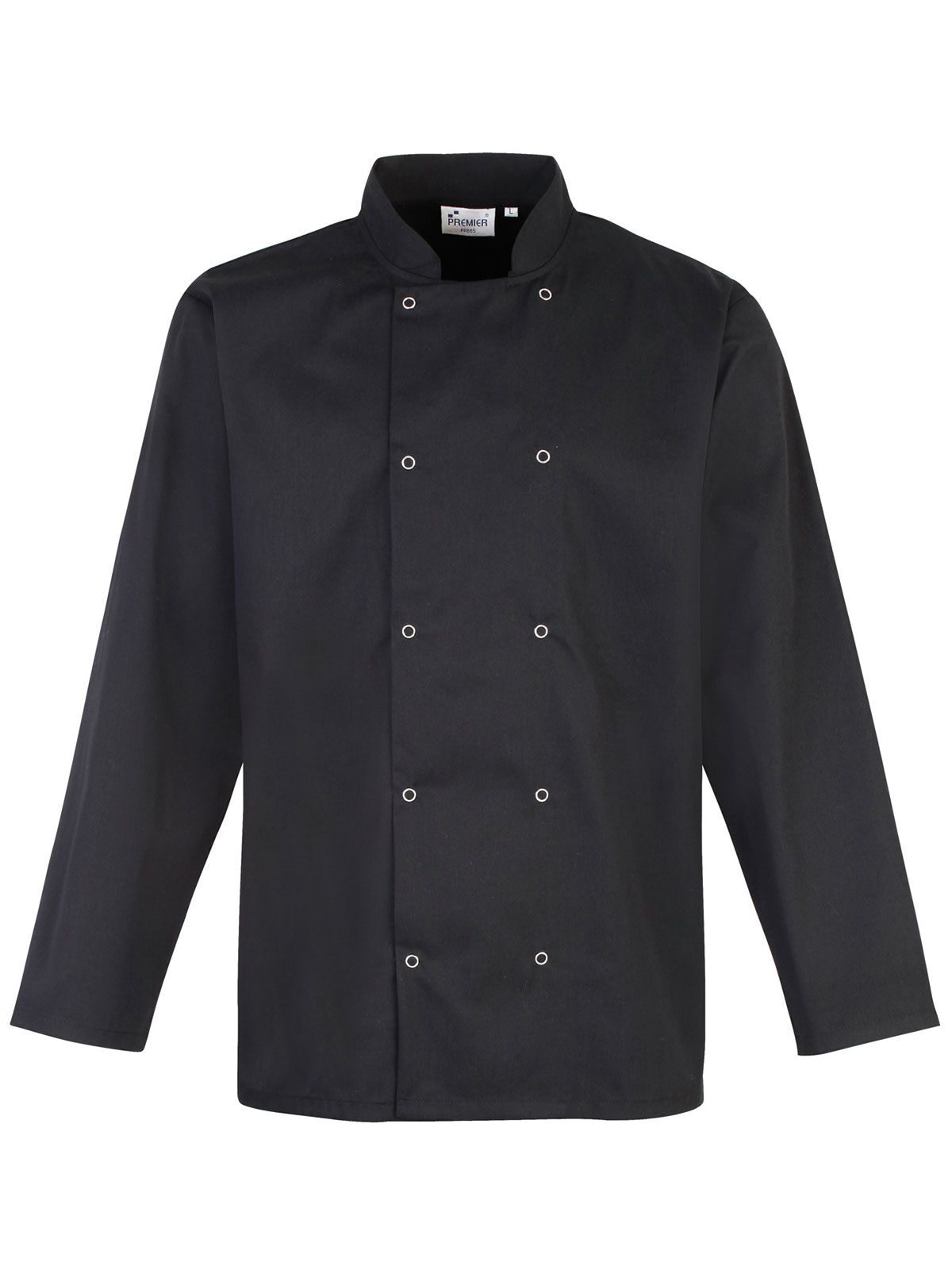 Chaqueta de chef de manga larga con botones - negro